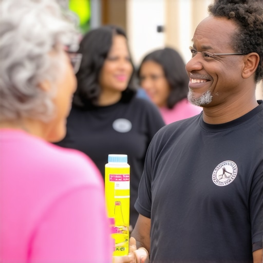 Business owner participating in local Bakersfield event, fostering community trust.