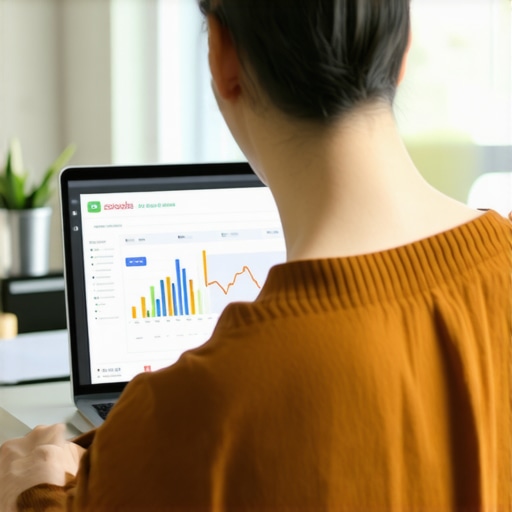 Monitoring Local SEO Tools for Google Maps Person analyzing local SEO dashboards on a laptop, ensuring Google Maps profile stays optimized.