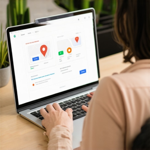 Person analyzing local SEO data on a laptop for Google Maps ranking maintenance