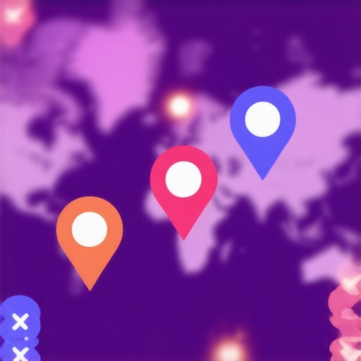 Google Maps Optimization in Action Illustration of a digital map with location pins and SEO icons for local business optimization.