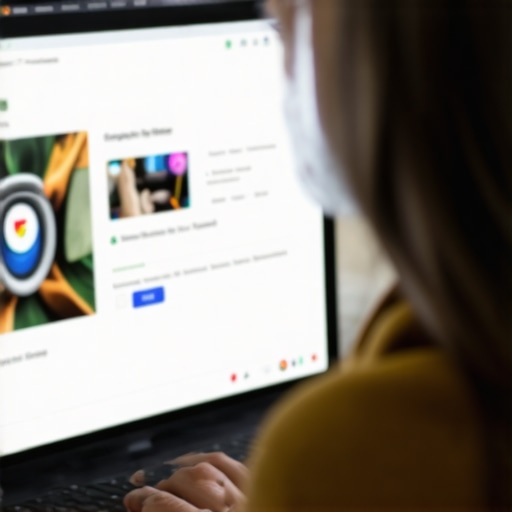 Business owner editing Google My Business listing on a laptop.
