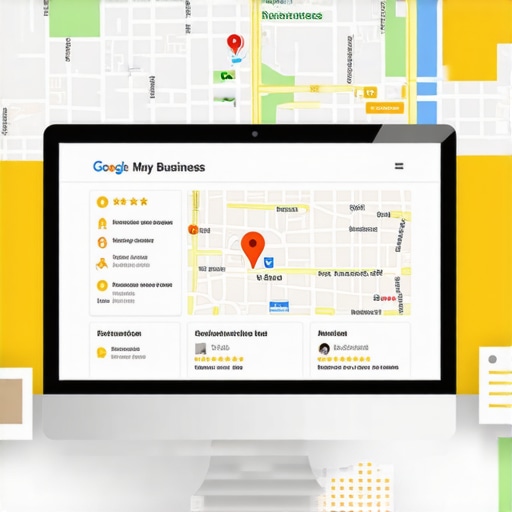 A computer screen displaying a well-optimized Google My Business profile with reviews and photos.