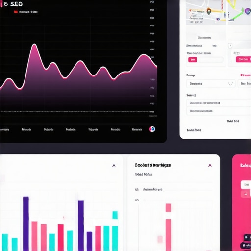 Advanced SEO Tools Dashboard Person analyzing local SEO data on a computer screen with maps and graphs