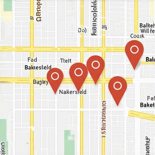 Local Bakersfield Map with Business Pins Map showing pins of businesses in Bakersfield, California
