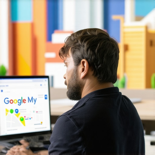 Business owner updating Google My Business profile with Bakersfield landmarks