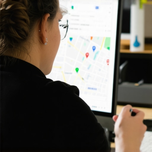 Business owner enhancing Google My Business profile to improve local map rankings.
