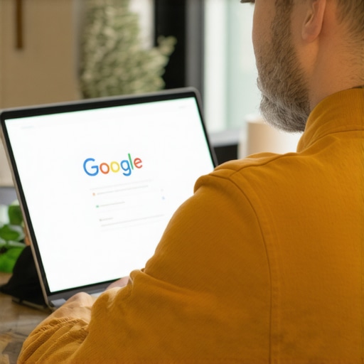 Business owner updating Google My Business listing on a laptop