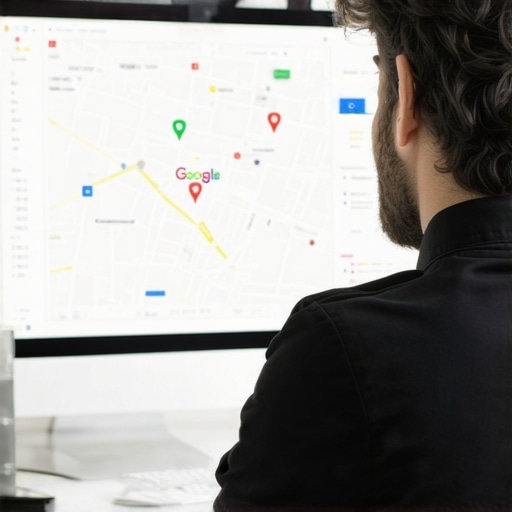Business owner reviewing Google Maps SEO strategies on a laptop.