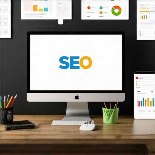 SEO tools workspace for Map ranking maintenance Screens showing SEO dashboard with charts and local SEO data management tools.