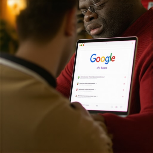 Local business owner editing Google My Business profile on a laptop for better map visibility.