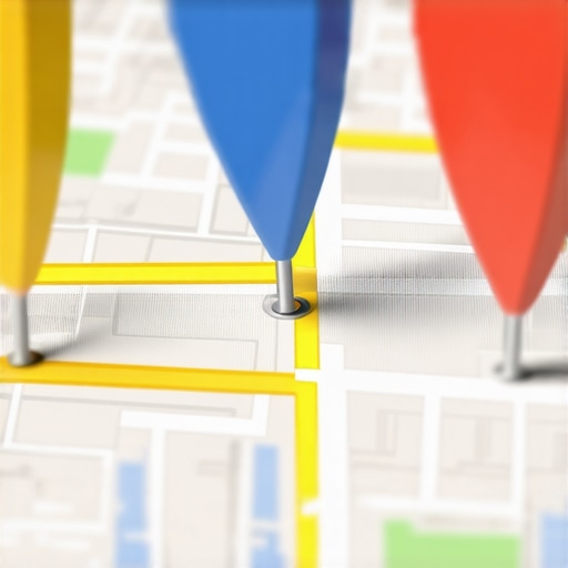 Digital map highlighting local businesses in Bakersfield, California, with pins indicating high ranking positions