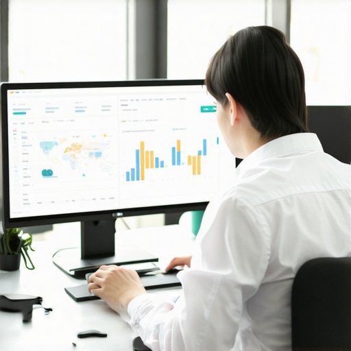 SEO Tools for Long-Term Local Rankings A person working with SEO analytics and maps data on dual monitors to maintain Bakersfield local SEO success.